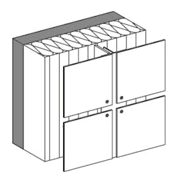 Sistema rebitado / aparafusadoem perfis verticais para a disposição do painel na vertical