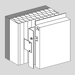 Pannelli scatolatiagganciati su perni in acciaioinox / disposizione verticale del pannello 